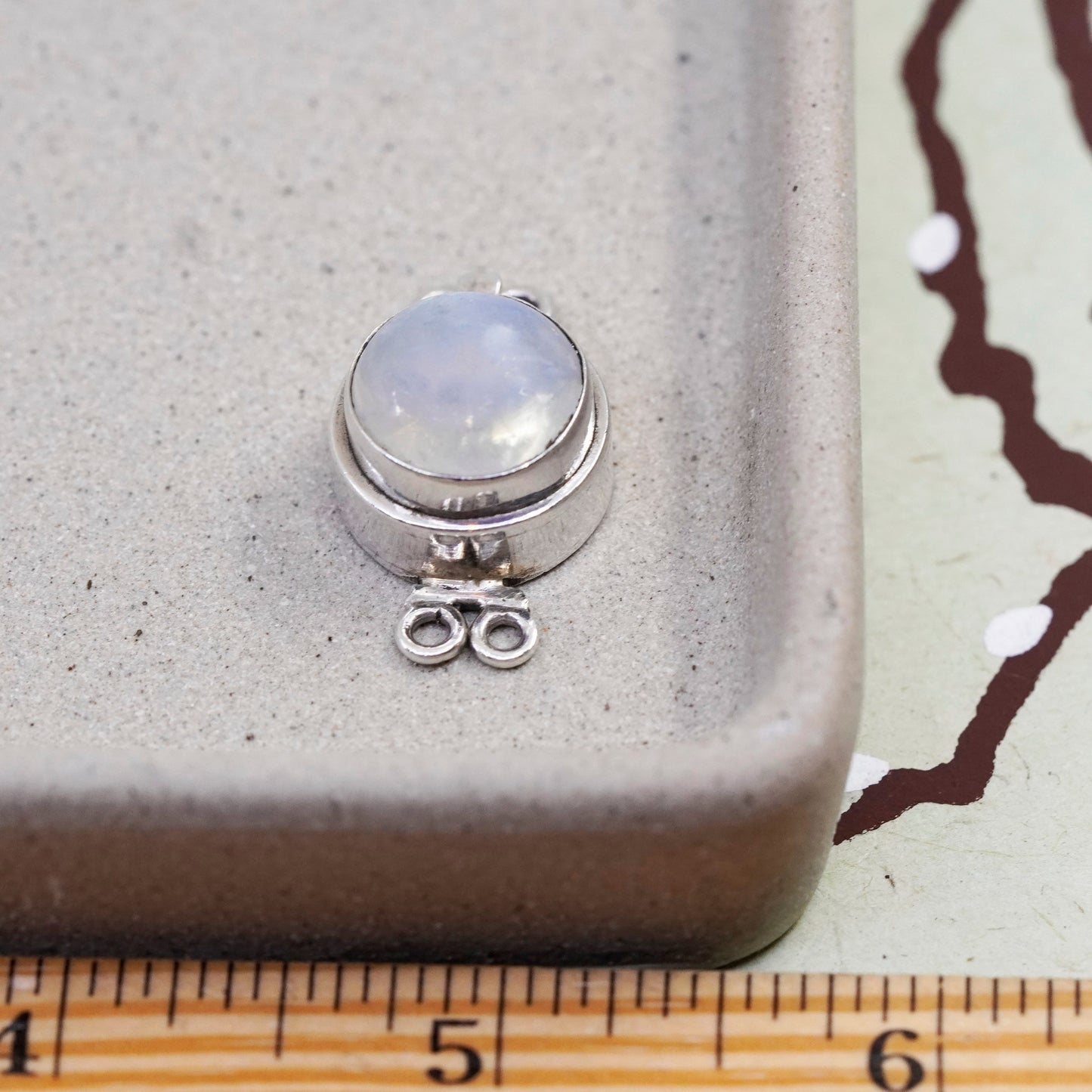 Vintage Sterling 925 silver handmade clasp with moonstone