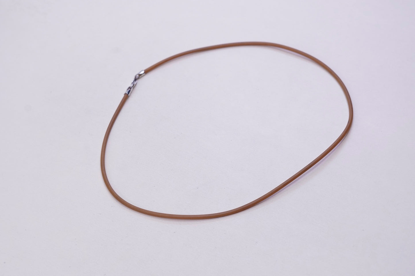 14”, Vtg Sterling 925 Silver Clasp W/ brown rubber Necklace