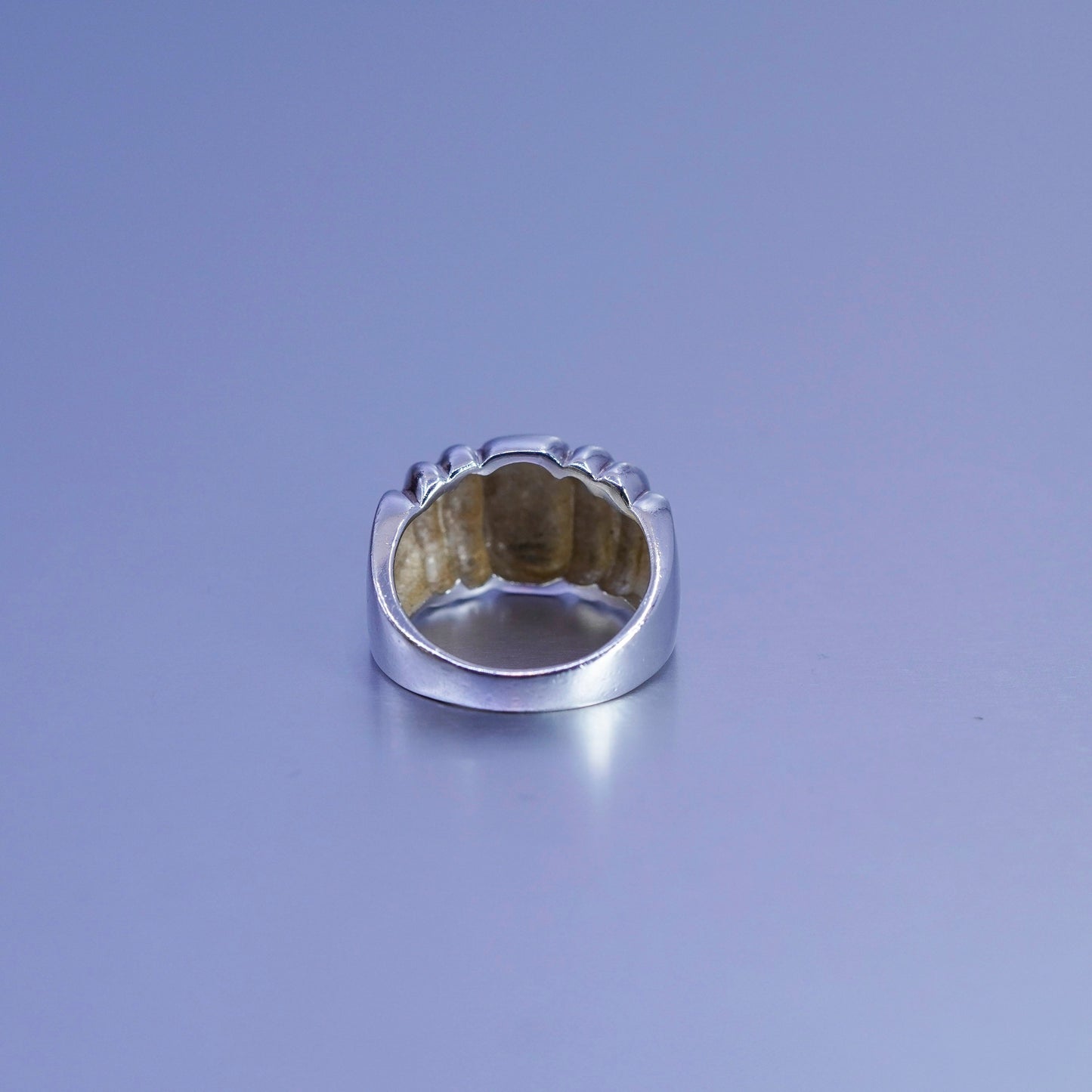 Size 7, vintage Sterling 925 silver handmade ring, modern ribbed band