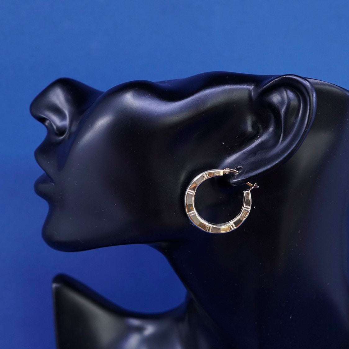 1", vtg gold over Sterling silver handmade hoop earrings, 925 huggie