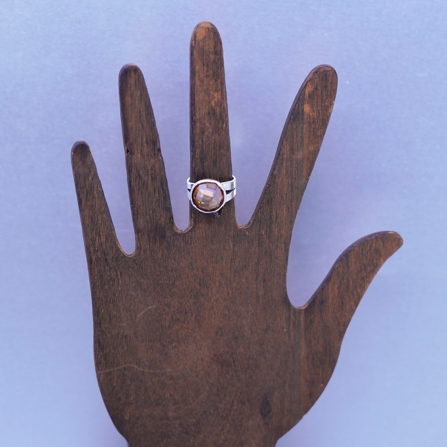 Size 6.25, Israel sterling 925 silver ring, handmade band with citrine
