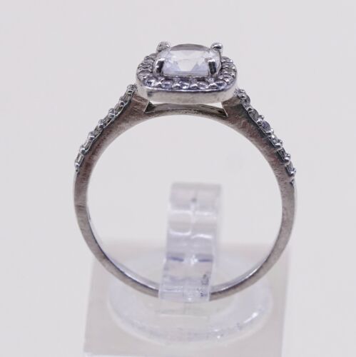 Sz 8, Vtg Sterling Silver Fashion Ring, 925 Silver Engagement Ring W/ Cz