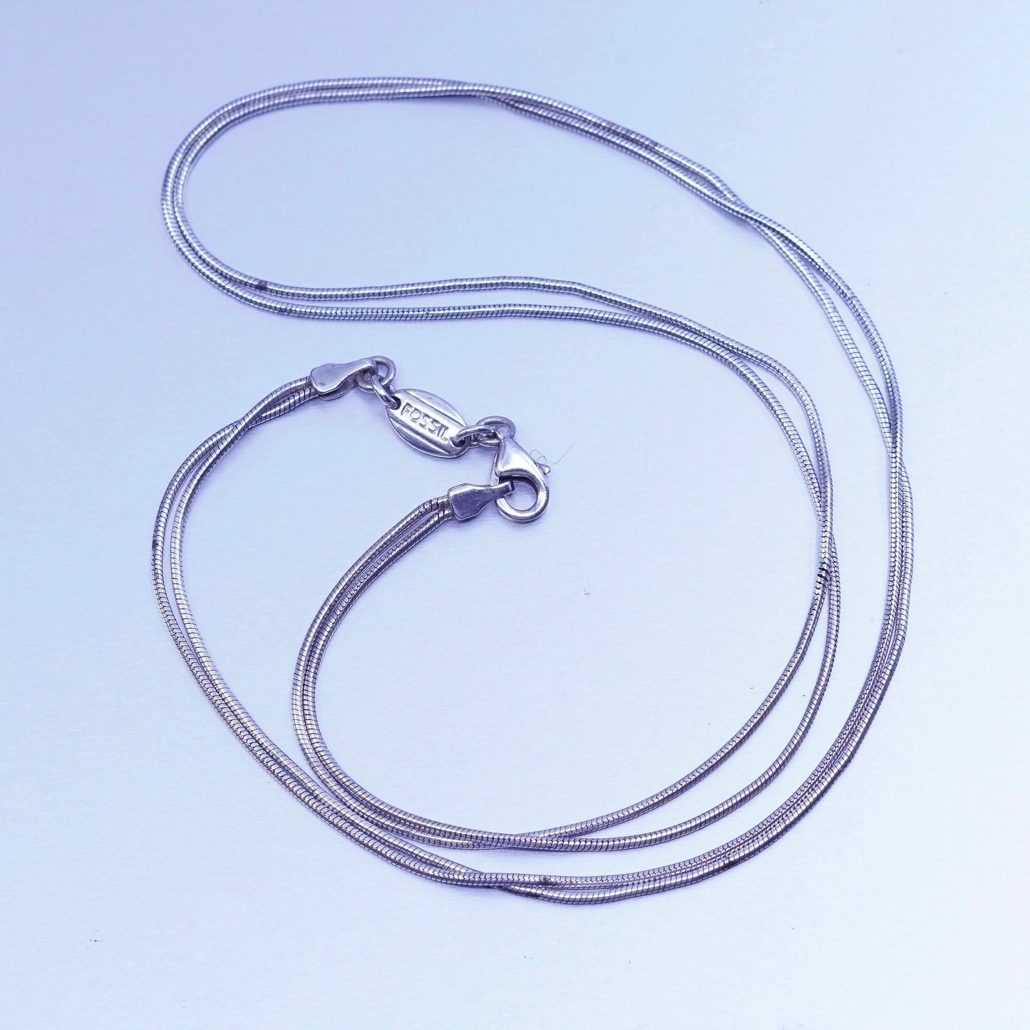 16”, vintage fossil Sterling 925 silver double strands snake necklace
