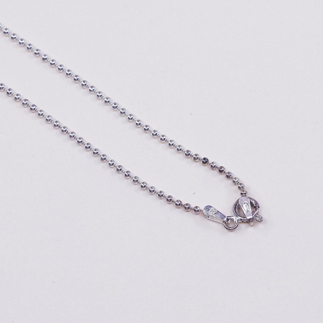 17", sterling silver necklace, beads pendant w/ beads chain, crystal beads