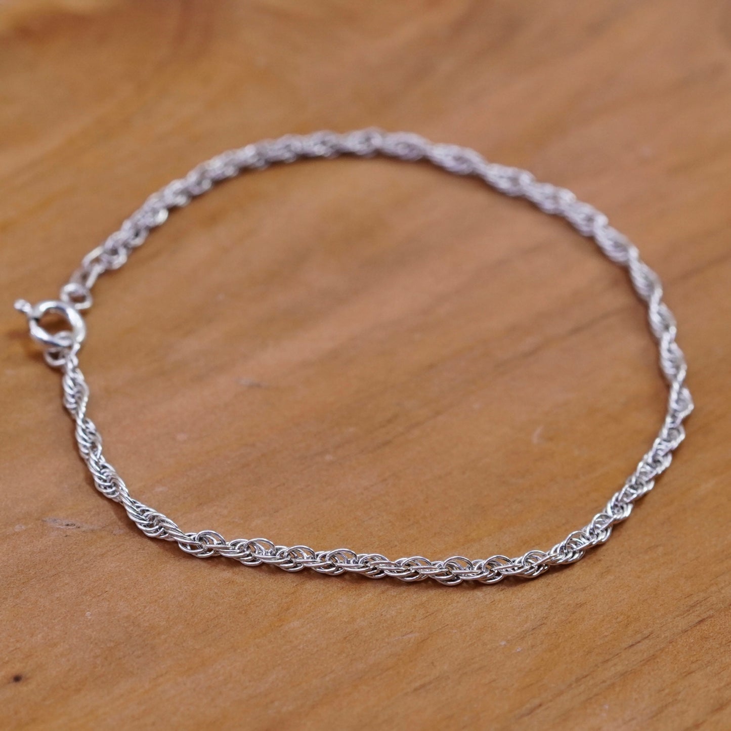 7.25”, vintage Sterling silver French rope bracelet, Italy 925 silver chain