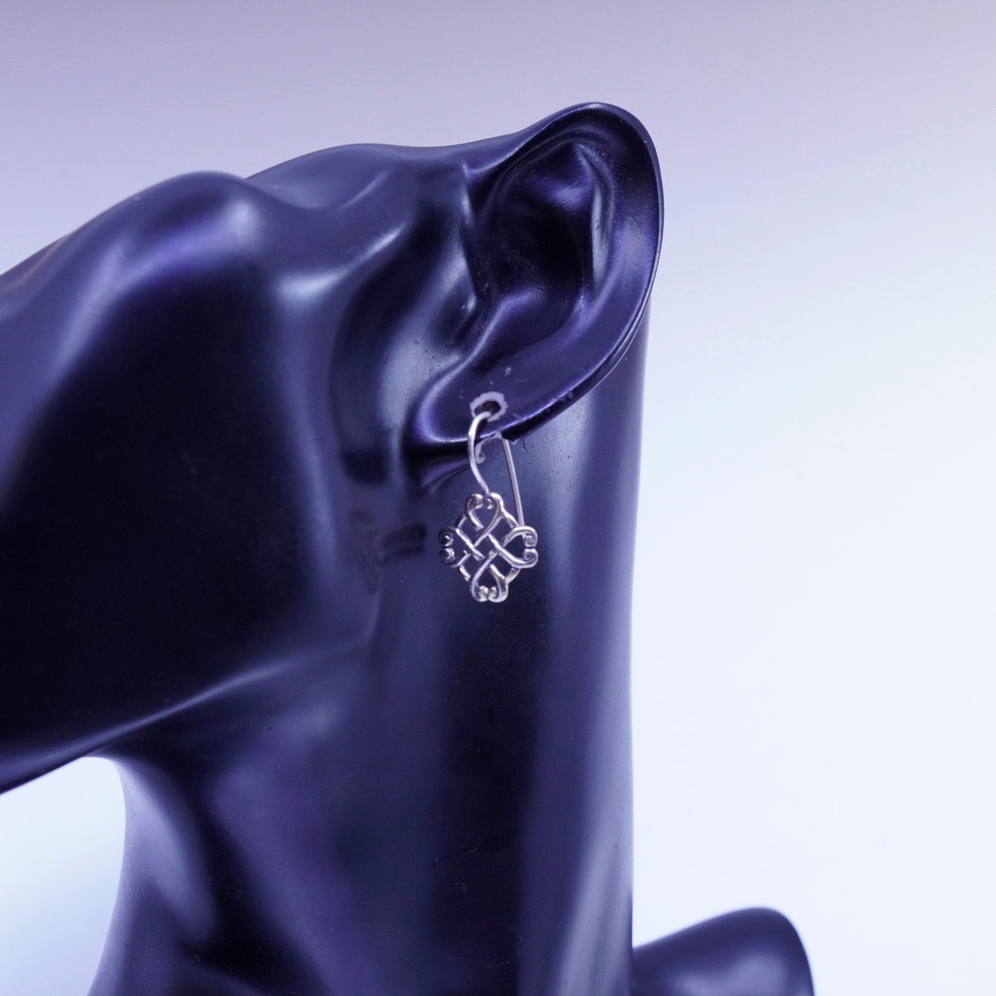 Vintage Irish Sterling 925 silver handmade filigree Celtic knot earrings