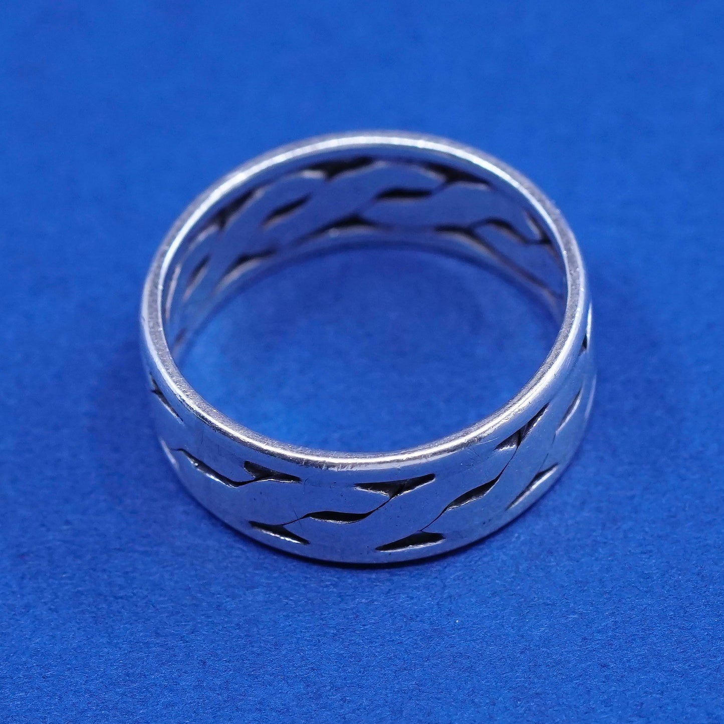 Size 5.5, vintage Sterling silver handmade ring, 925 woven band