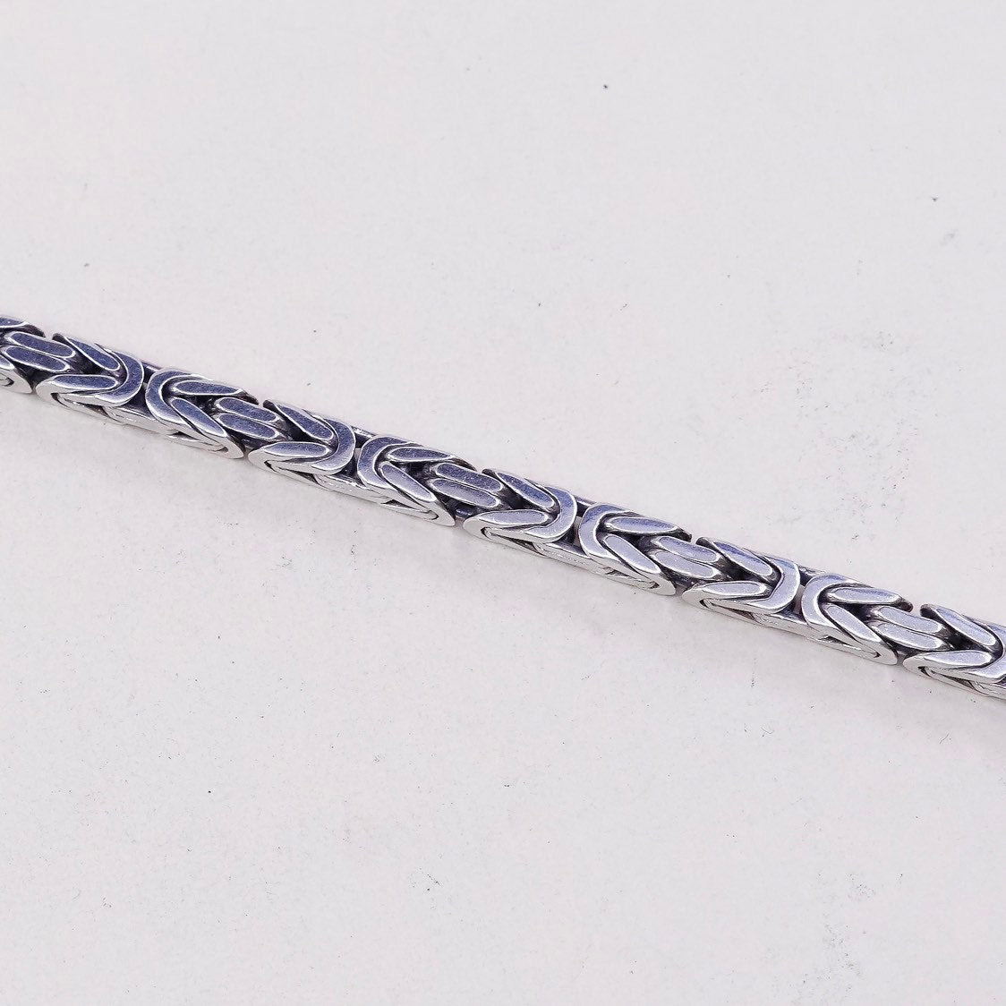 7.25", VTG Sterling silver handmade bracelet, 925 Byzantine, birdcage chain