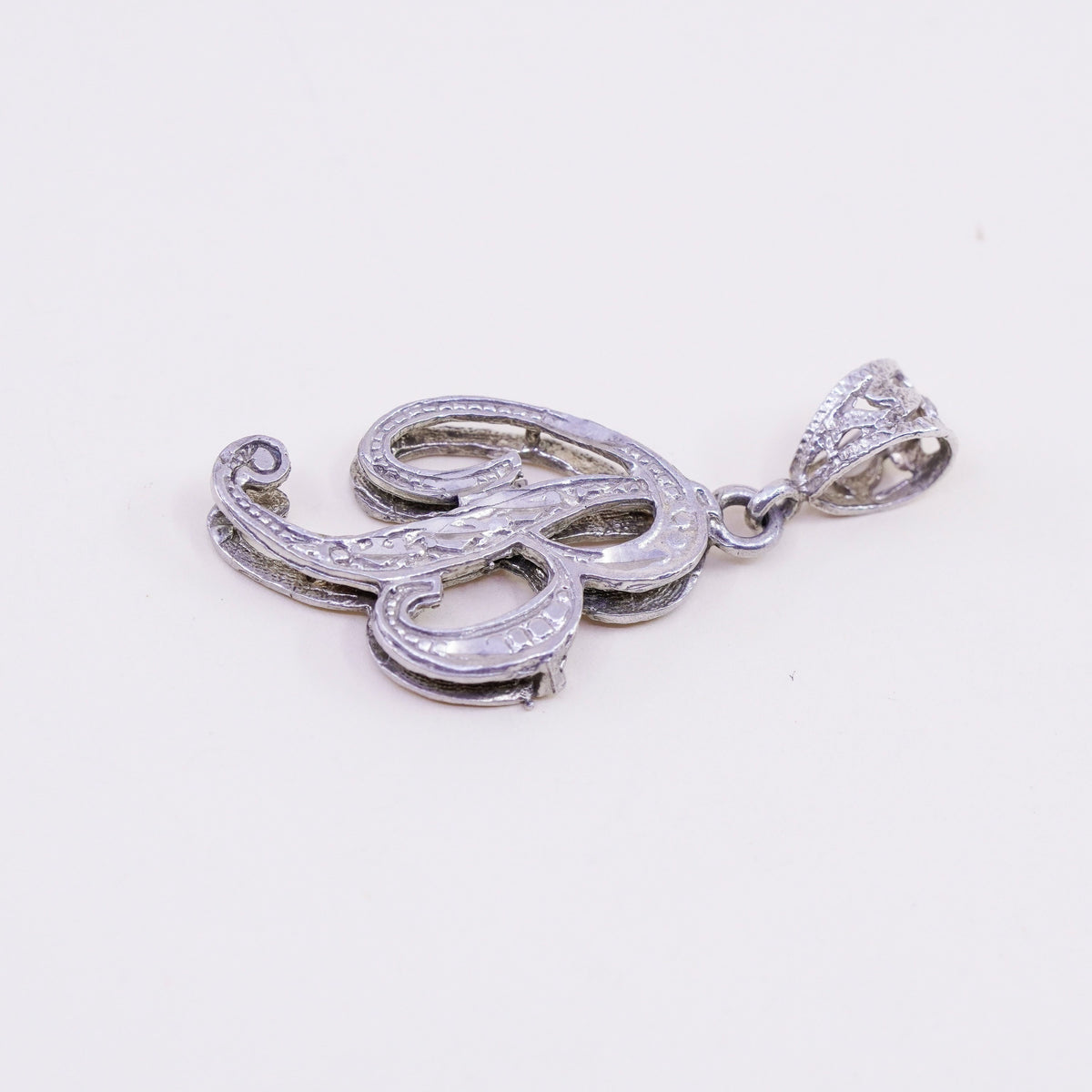 Vintage sterling silver handmade pendant, 925 tag charm with initial “B”
