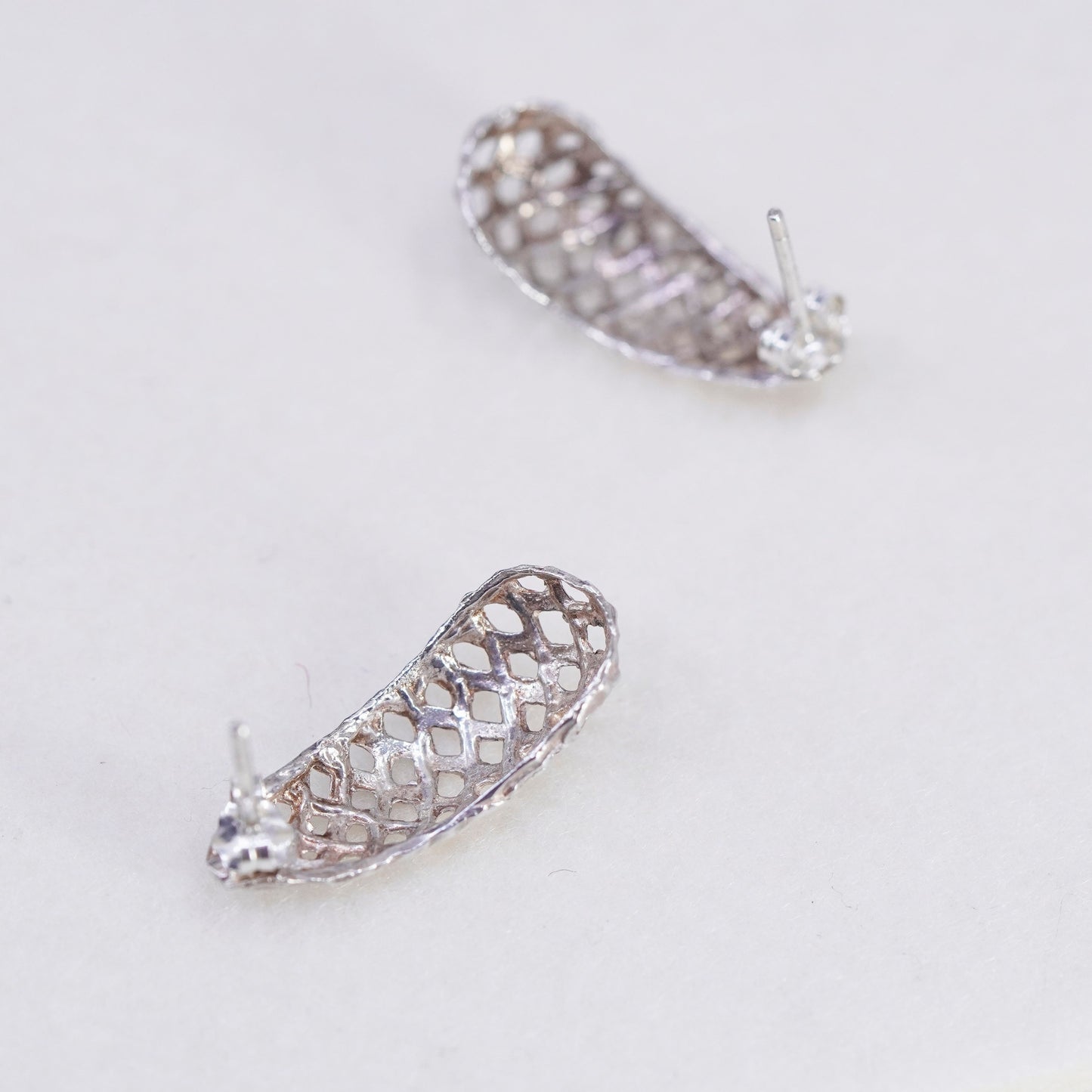 1”, vintage Sterling silver handmade earrings, modern 925 simple Huggie studs