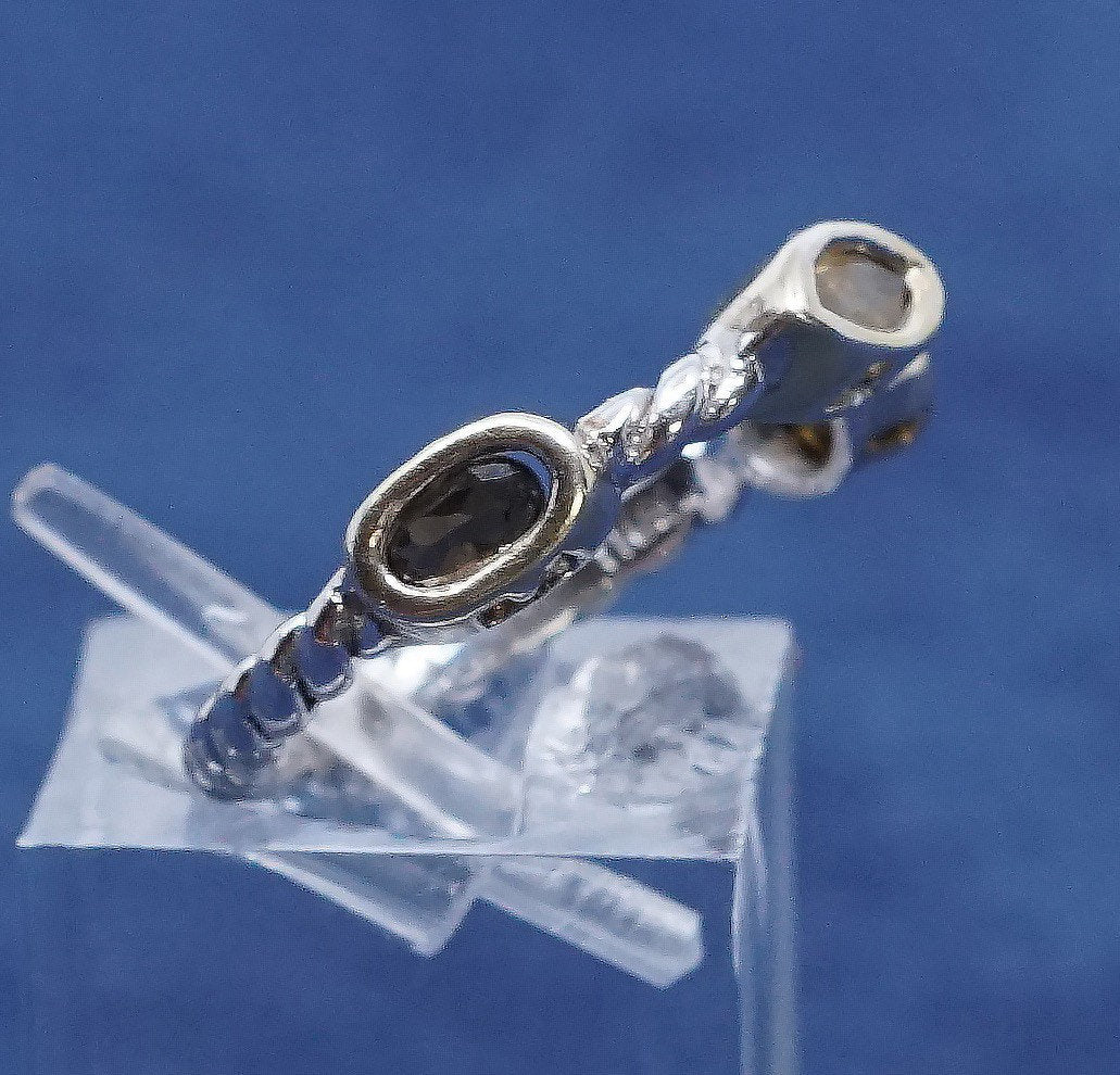 sz 7, vtg two tone Sterling silver handmade ring, 925 w/ sapphire N citrine