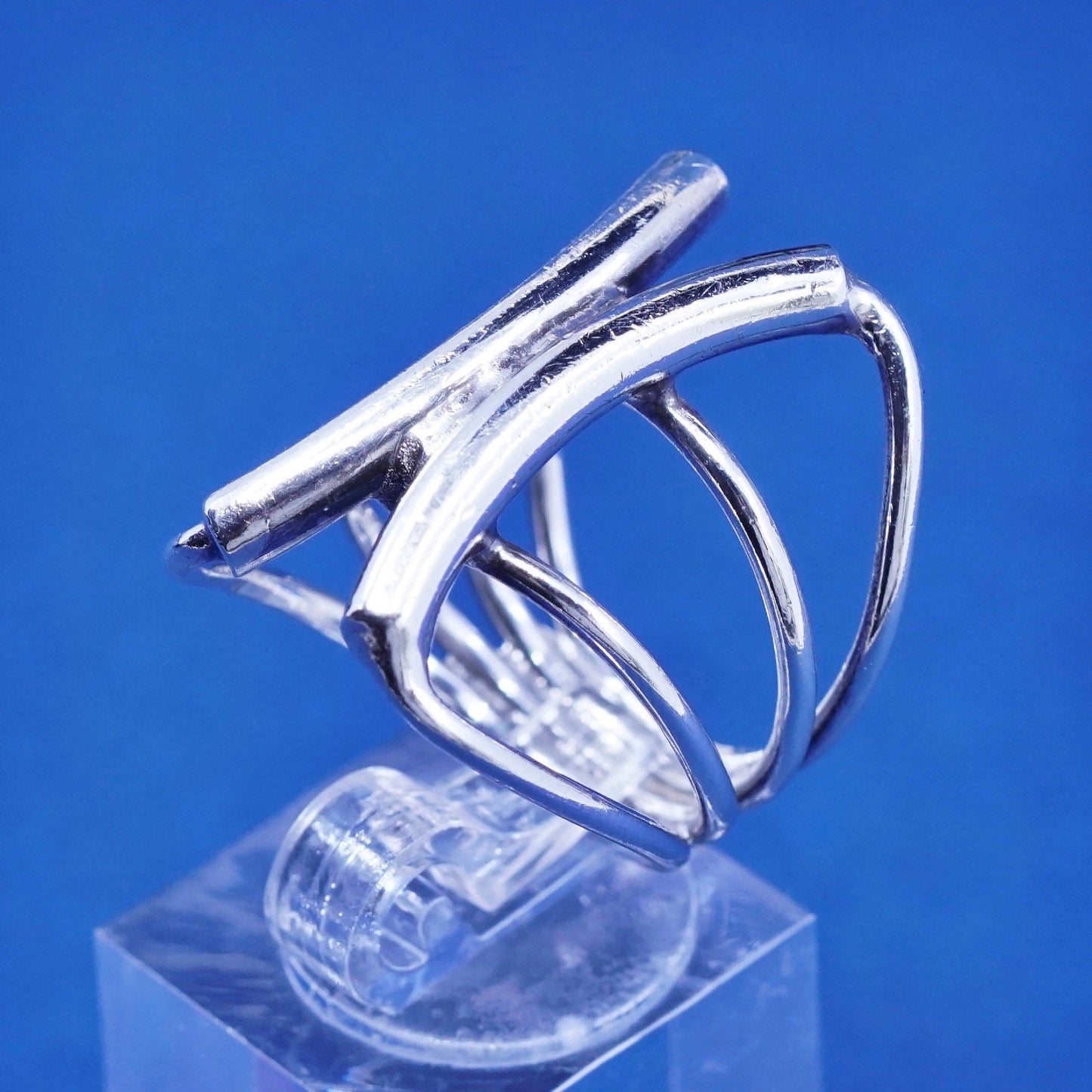 Size 7, vintage Sterling silver handmade ring, modern 925 silver statement ring