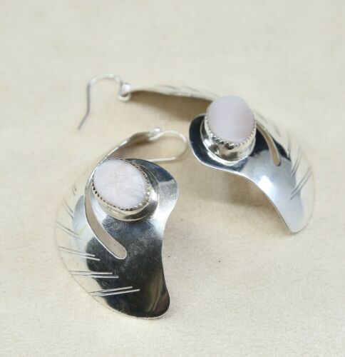 Vtg navajo huge 925 Sterling Silver Wings with pink MOP, Native American