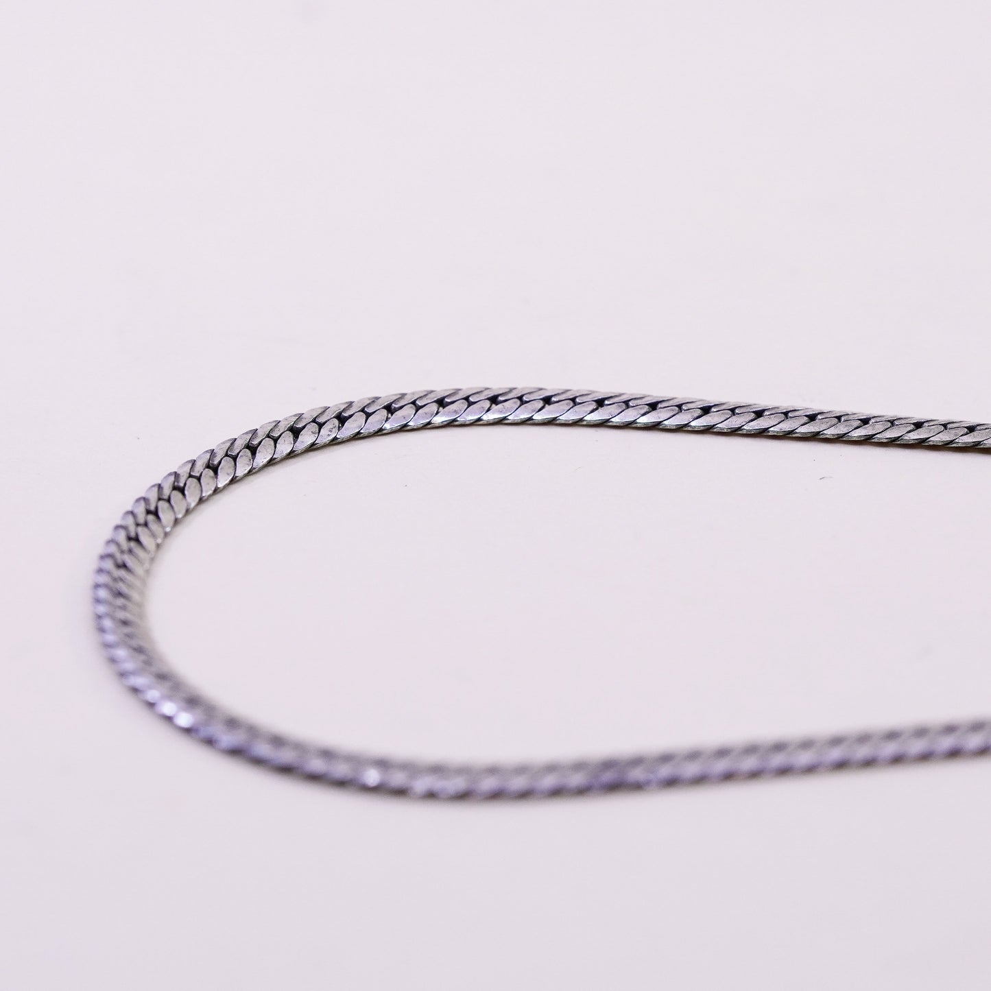 9”, 4mm, Vintage sterling silver flatten nugget bracelet, 925 chain anklet