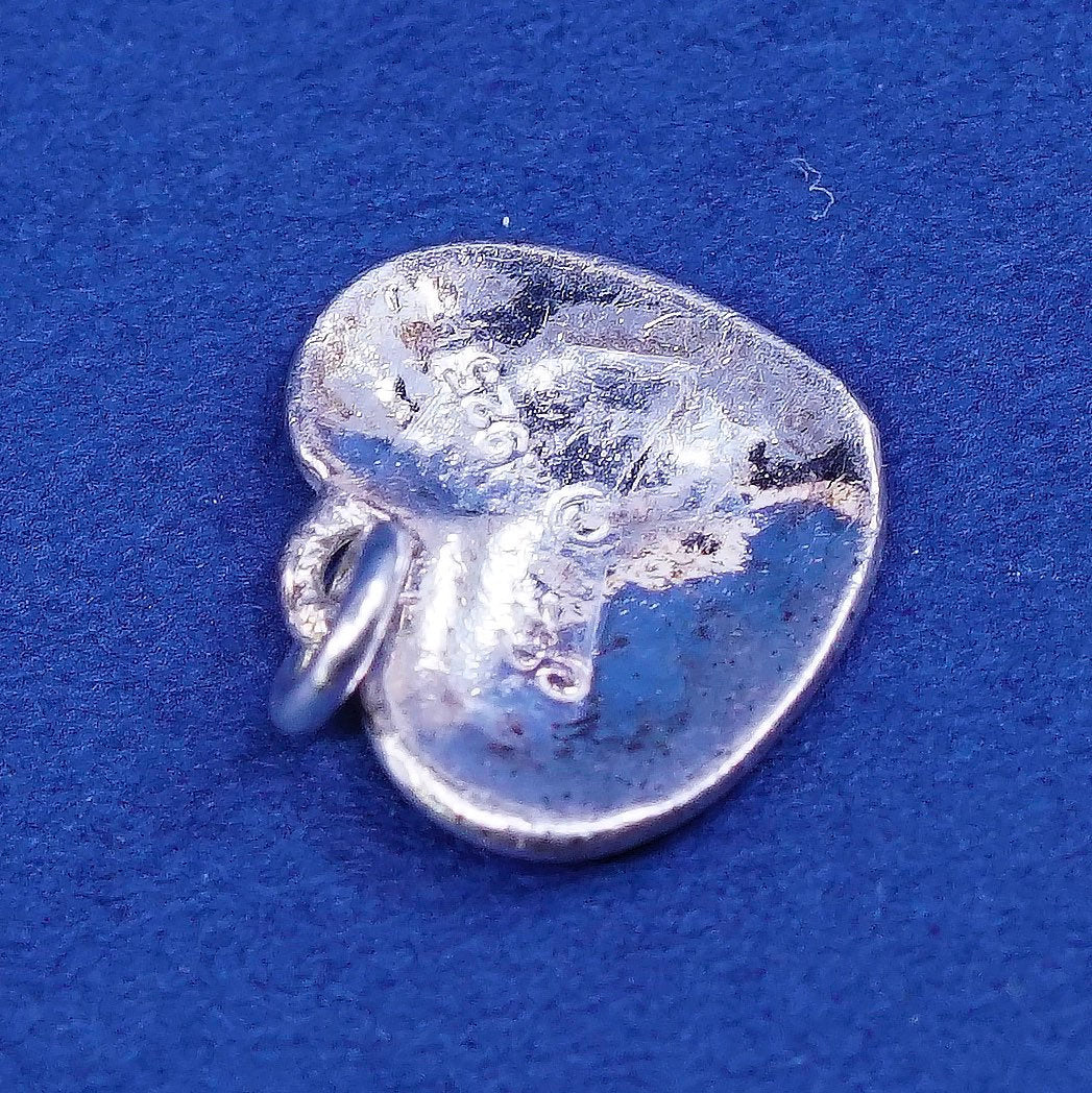 vtg sterling silver handmade pendant, 925 heart charm Embossed “love”