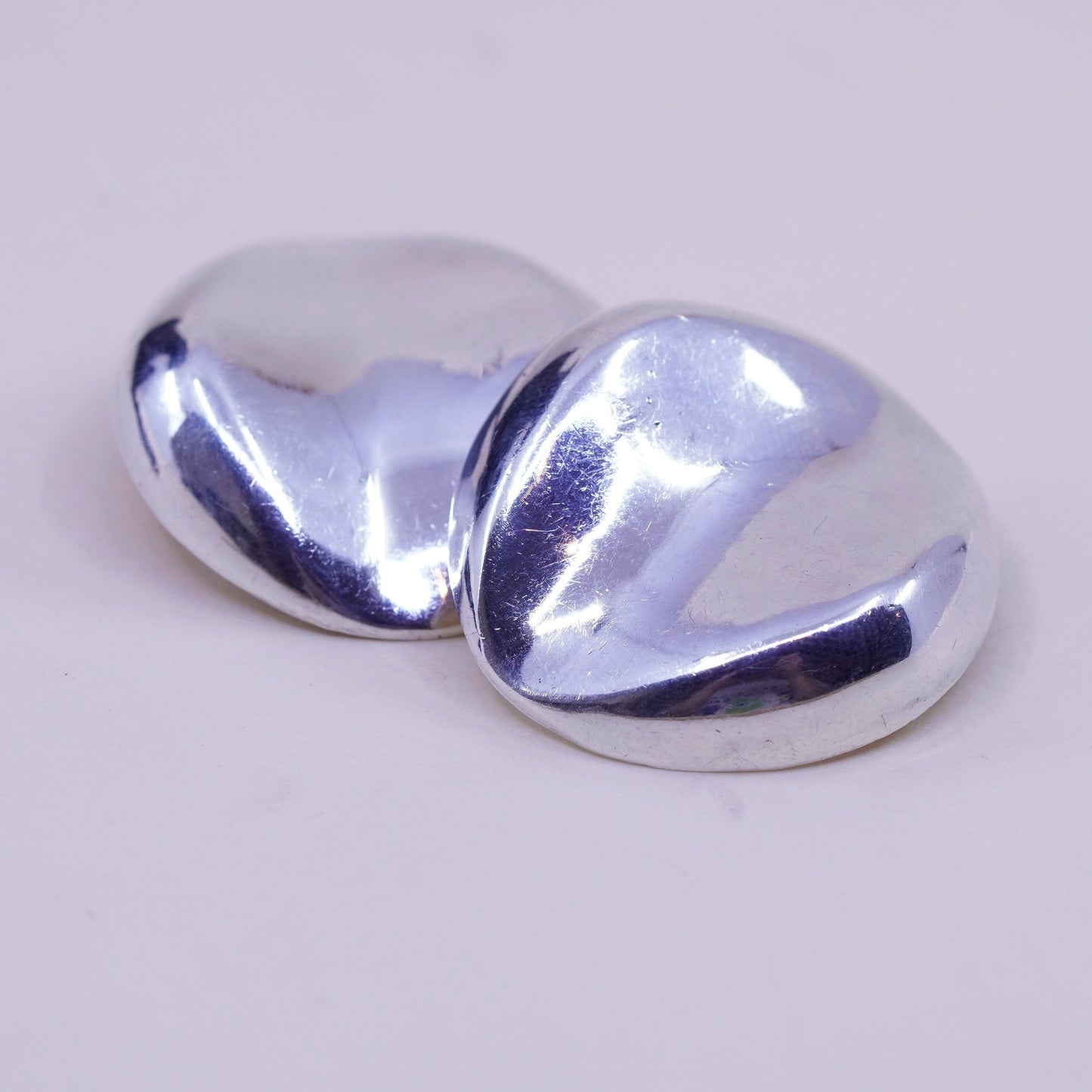 vintage Modern handmade Sterling clip on, 925 Ribbed earrings