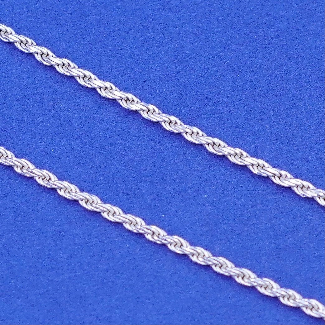 16”, 1.6mm, vintage Sterling silver handmade necklace, 925 diamond rope chain