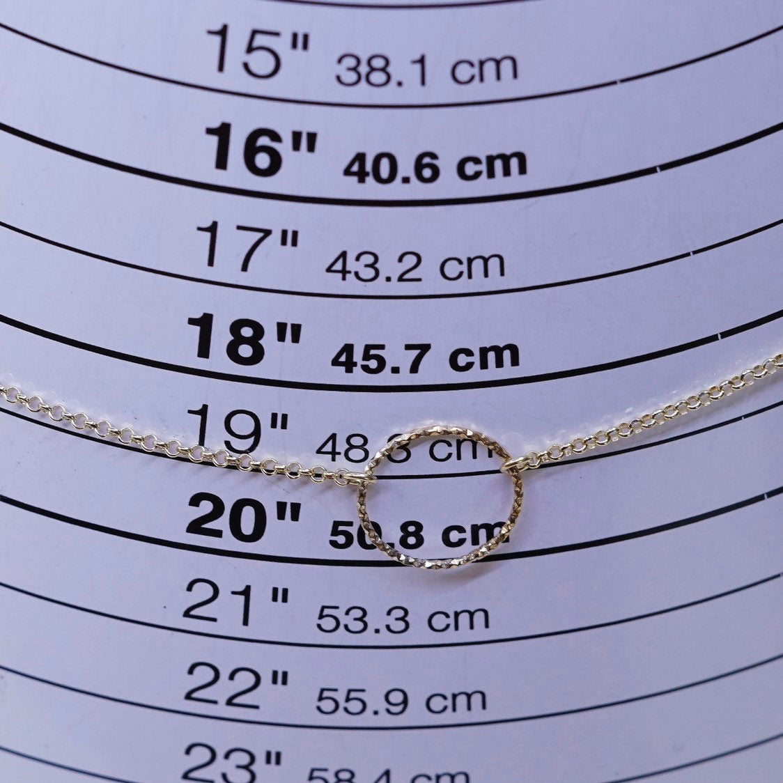 16"+2”, 1mm, gold sterling silver necklace, 925 circle chain w/ circle pendant