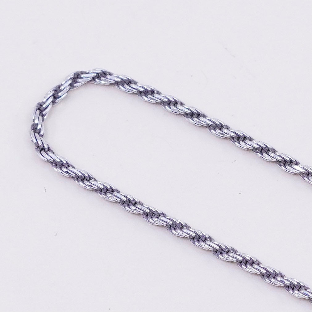18” 1.6mm, vintage sterling silver necklace, 925 rope chain
