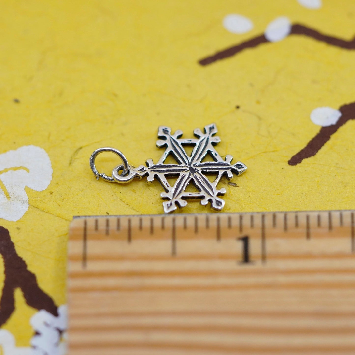 Vintage sterling 925 silver handmade snowflake charm pendant