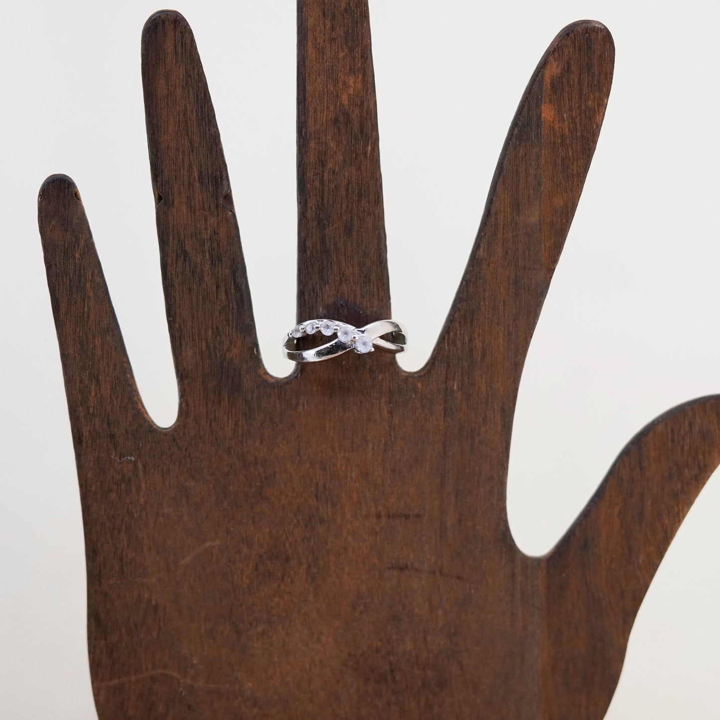 size 7, vintage Sterling 925 silver handmade ring, band with cz