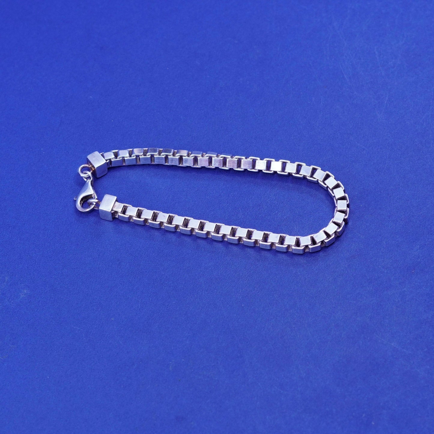 7.5”, vintage Milor Sterling silver handmade bracelet, Italy bold 925 box chain