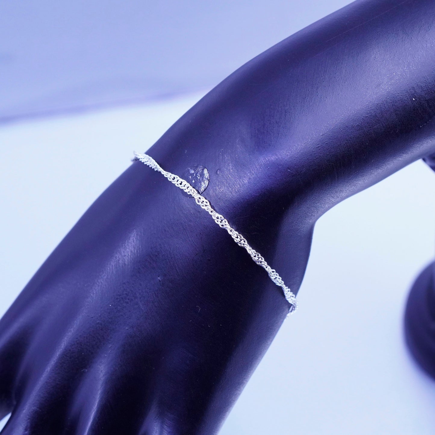 7.25”, Vintage Italy Sterling 925 silver handmade bracelet, twisted curb chain