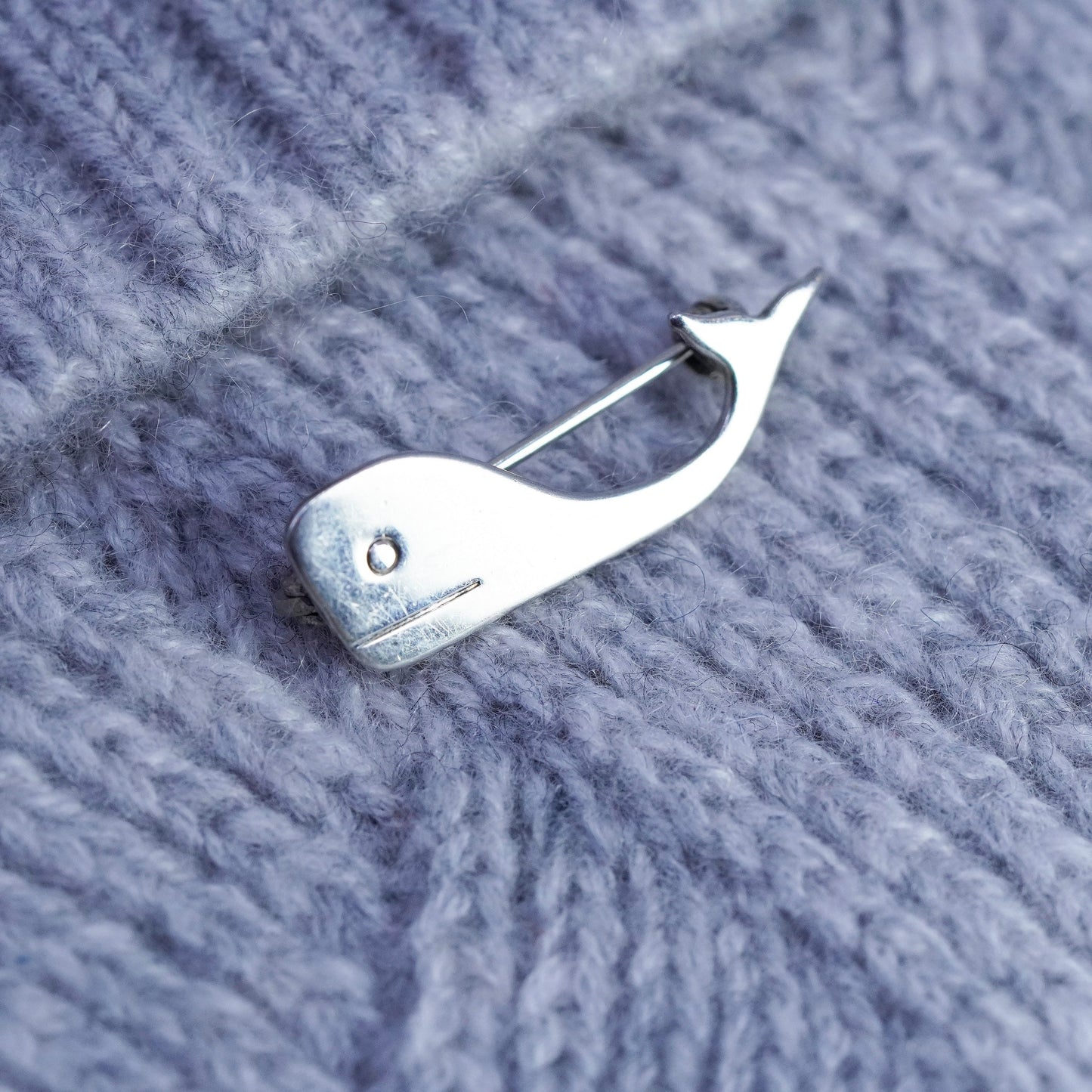 Vintage sterling silver handmade brooch, 925 whale pin