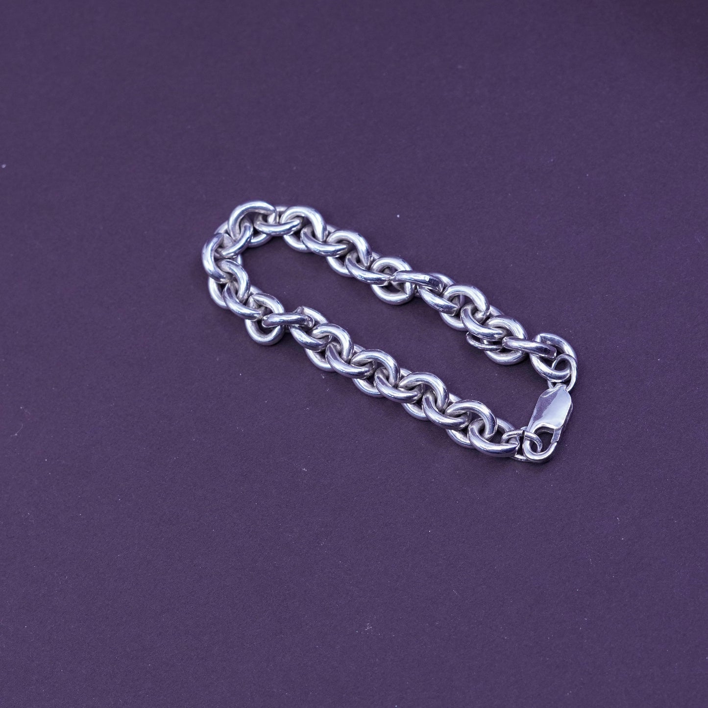 6.5”, prochain Sterling silver charm bracelet, italy 925 bold circle chain