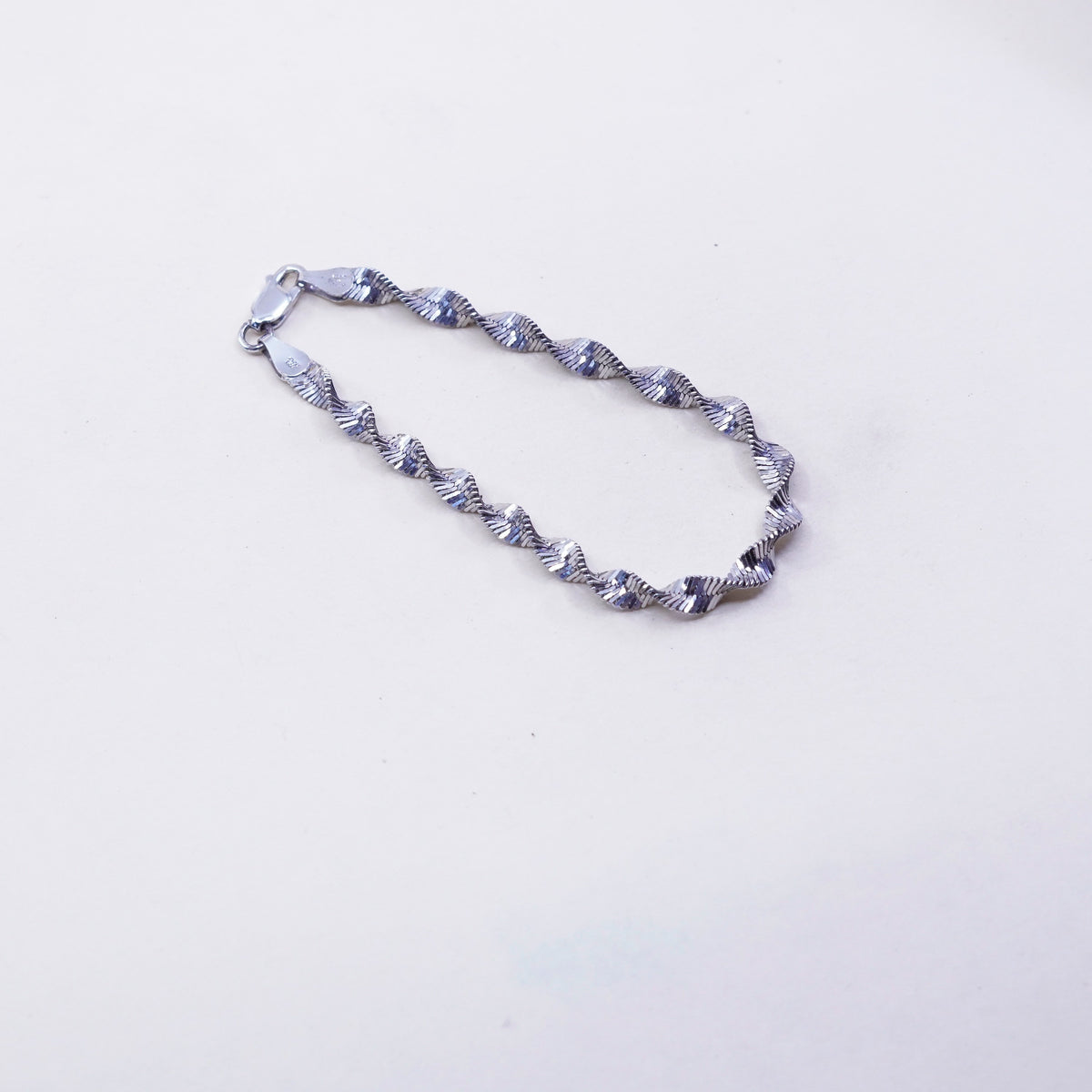 6.75”, 5mm, Vintage sterling silver bracelet, twisted curb link bracelet