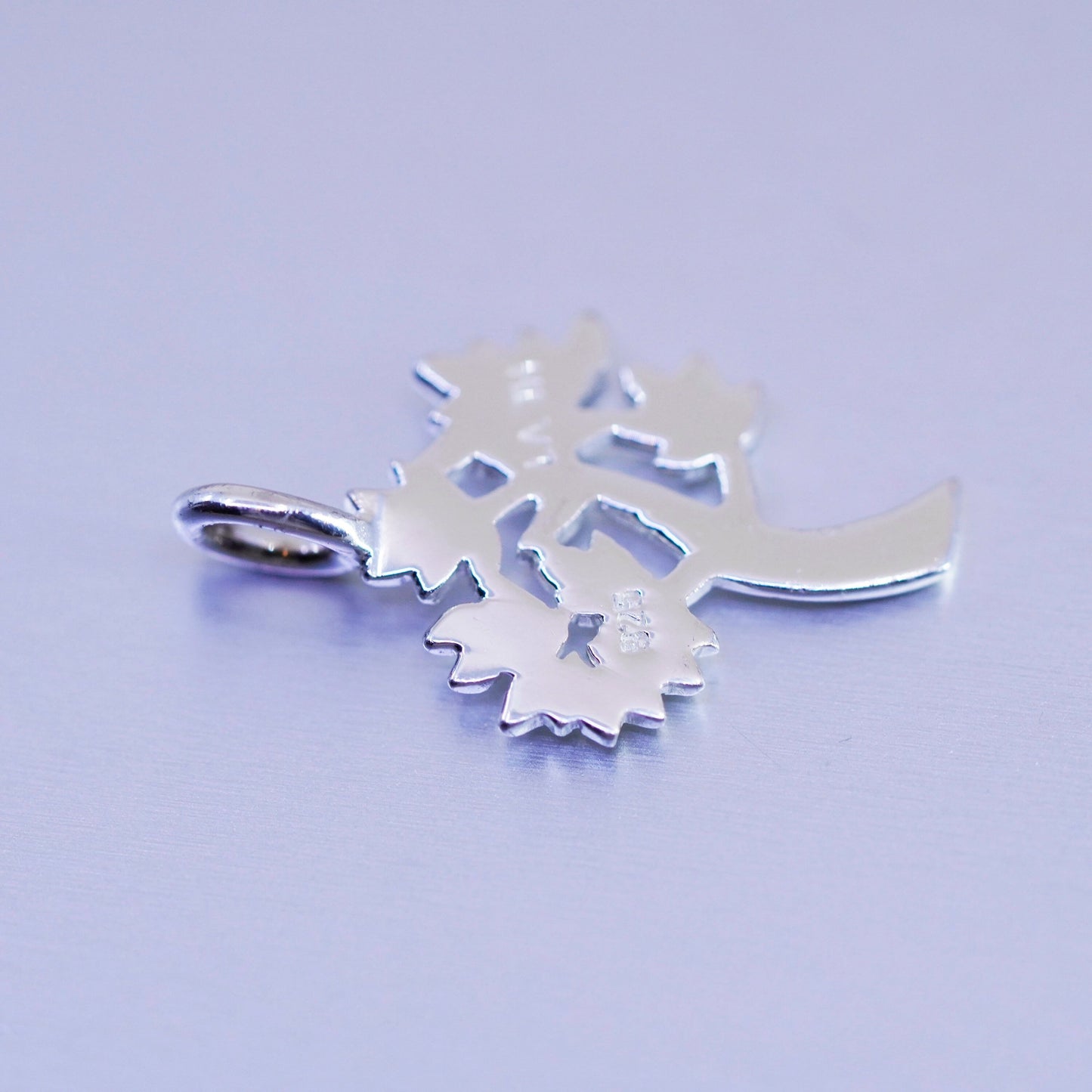 antique sterling 925 silver filigree tree charm pendant