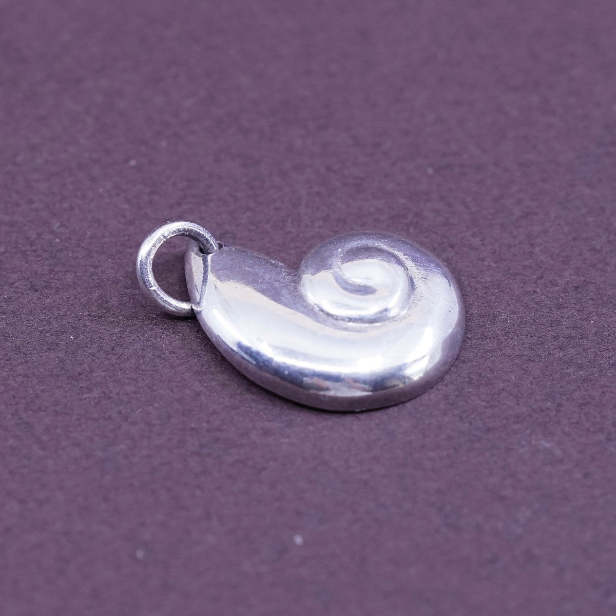 Vintage Sterling silver handmade shell pendant, 925 charm