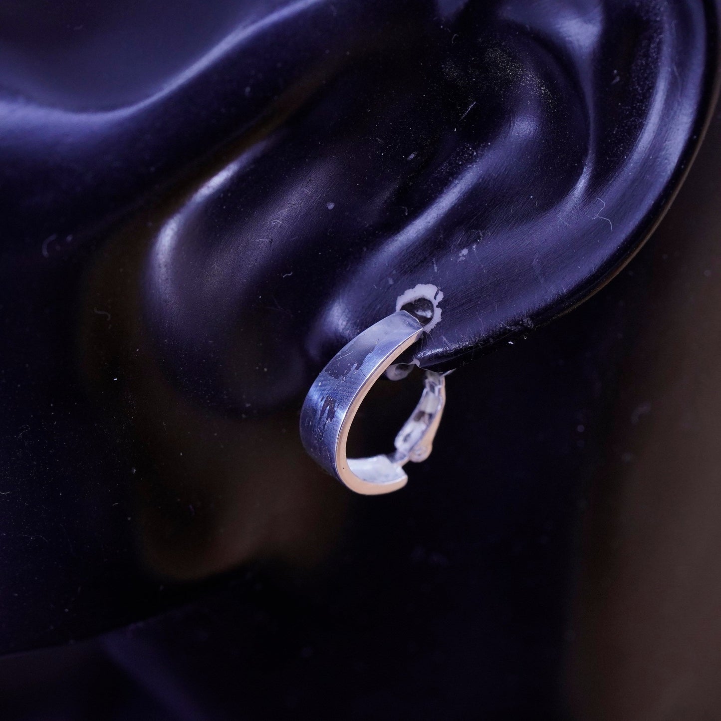 0.5”, Vintage Sterling silver handmade earrings, 925 hoops, huggie