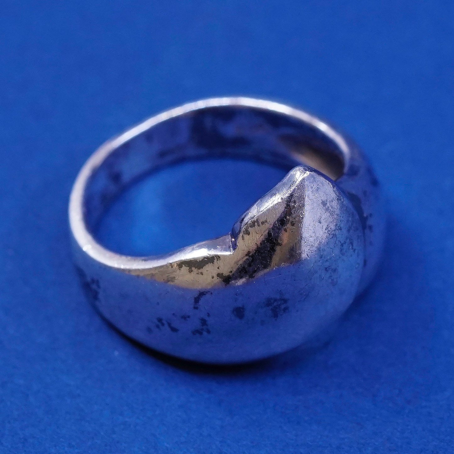 sz 7, vtg Sterling silver handmade ribbed ring, 925 statement ring