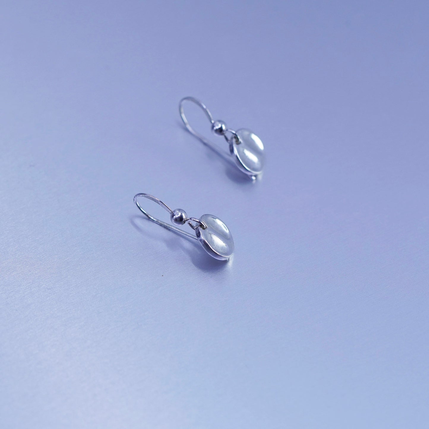 vintage Sterling silver handmade earrings, 925 hammered disc dangles