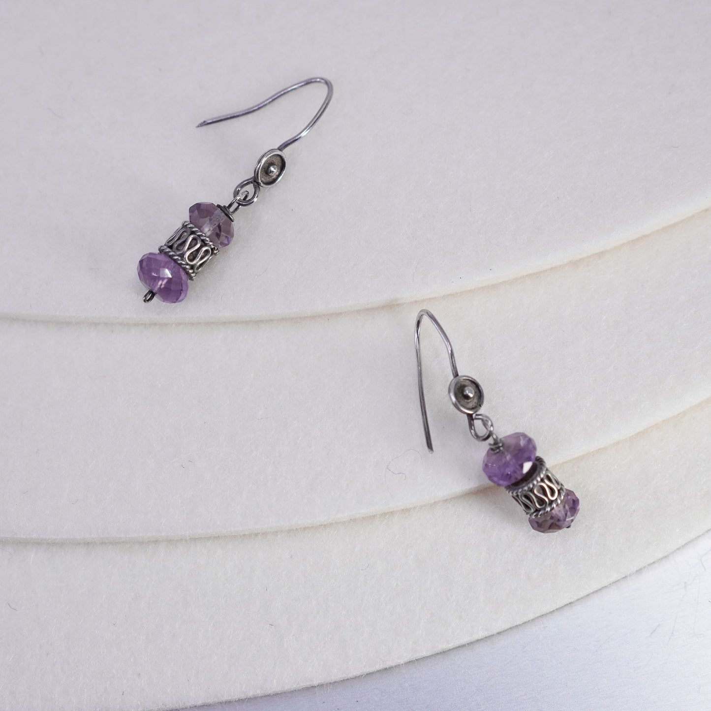 Vintage Sterling 925 silver earrings with amethyst beads