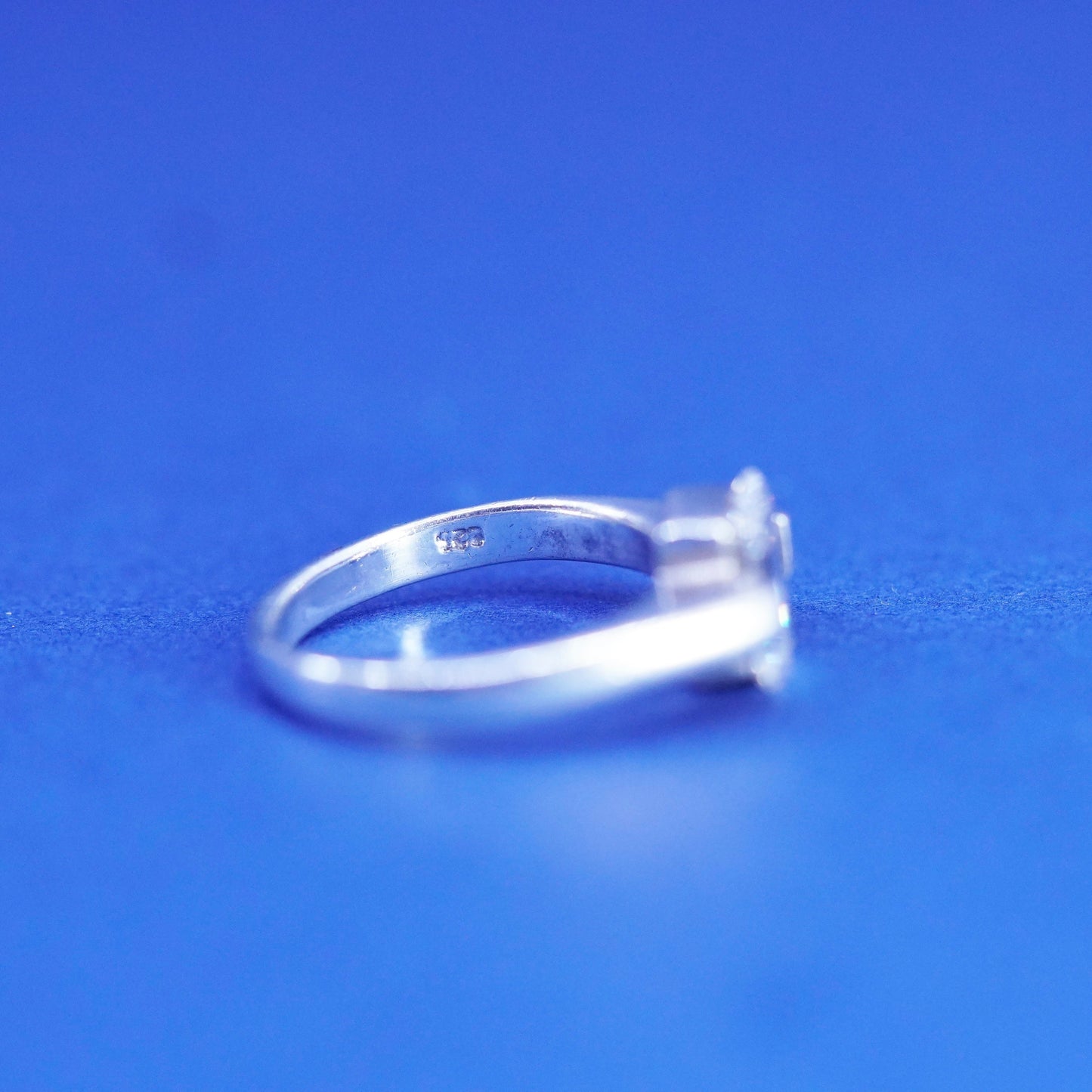 Size 5.75, vintage Sterling 925 silver handmade engagement ring with cz