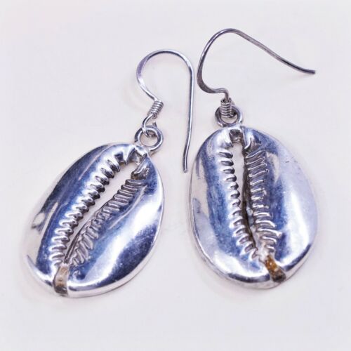 Vtg handmade Sterling 925 Silver Shell Casted earrings, Silver Tested