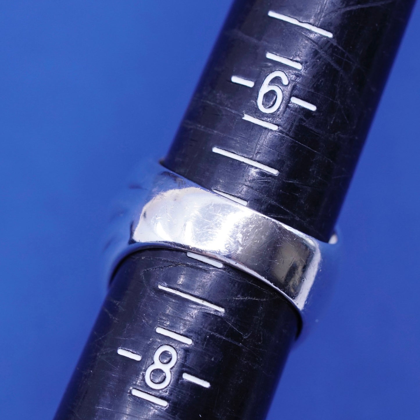 Size 7, vintage, simple Sterling 925 silver handmade ribbed ring statement band