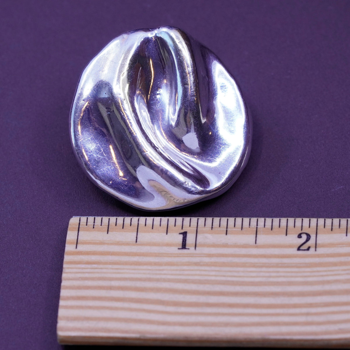 Vintage Sterling silver handmade clip on earrings, modern 925 wrinkly earrings