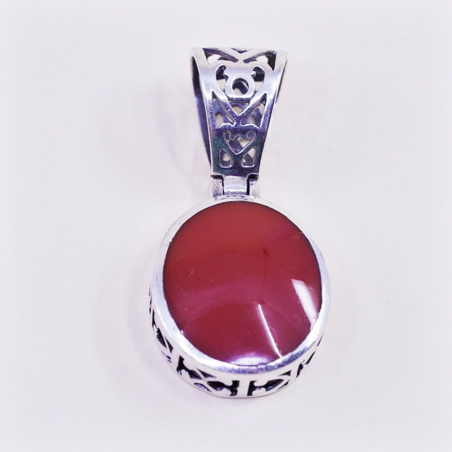 Silpada S1300sterling 925 silver handmade filigree pendant with red jasper