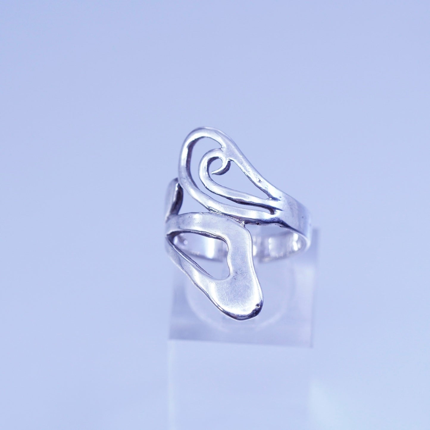 Size 7, vintage Sterling 925 silver handmade ring, modern multi band