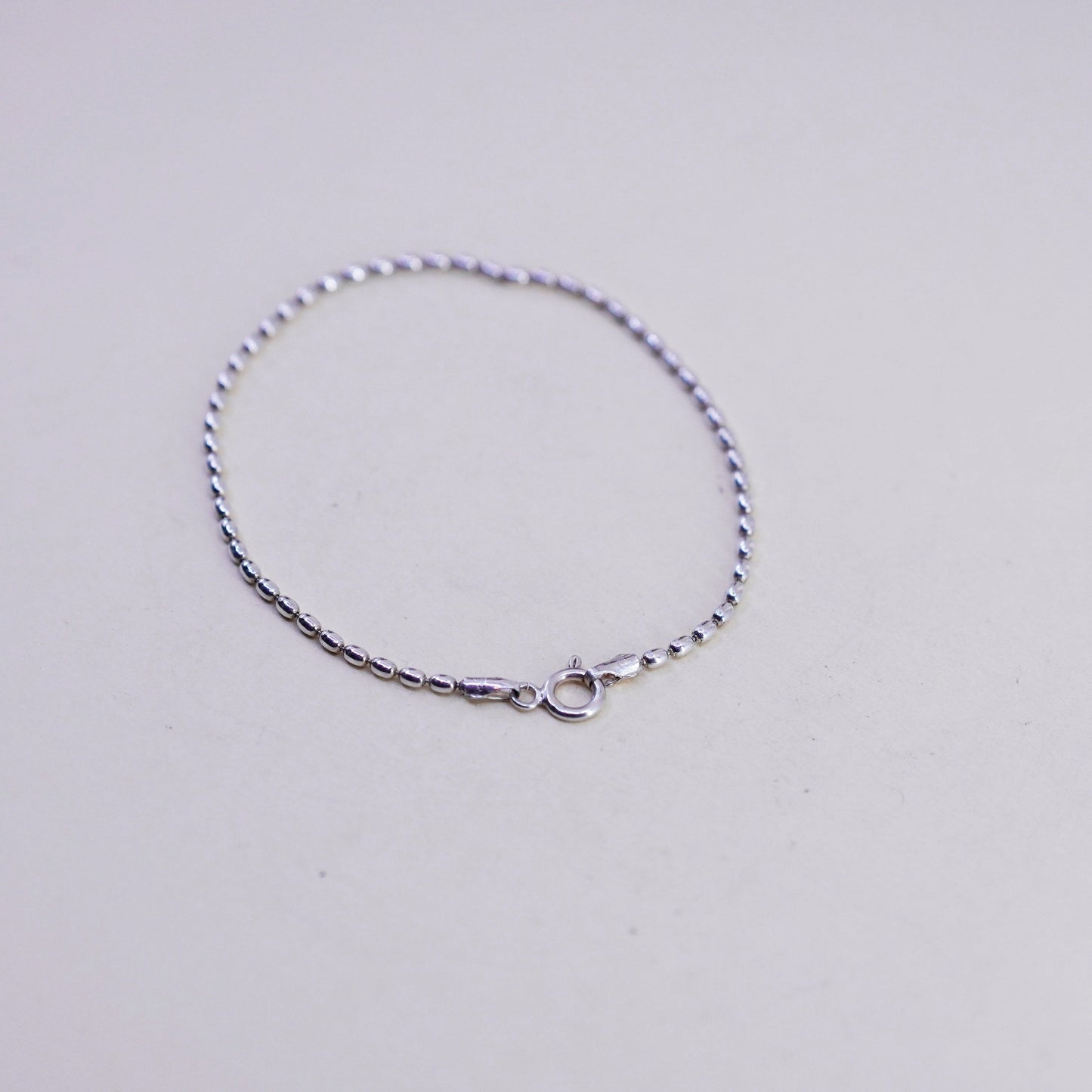 7”, 1mm, Vintage sterling silver bracelet, 925 beads chain