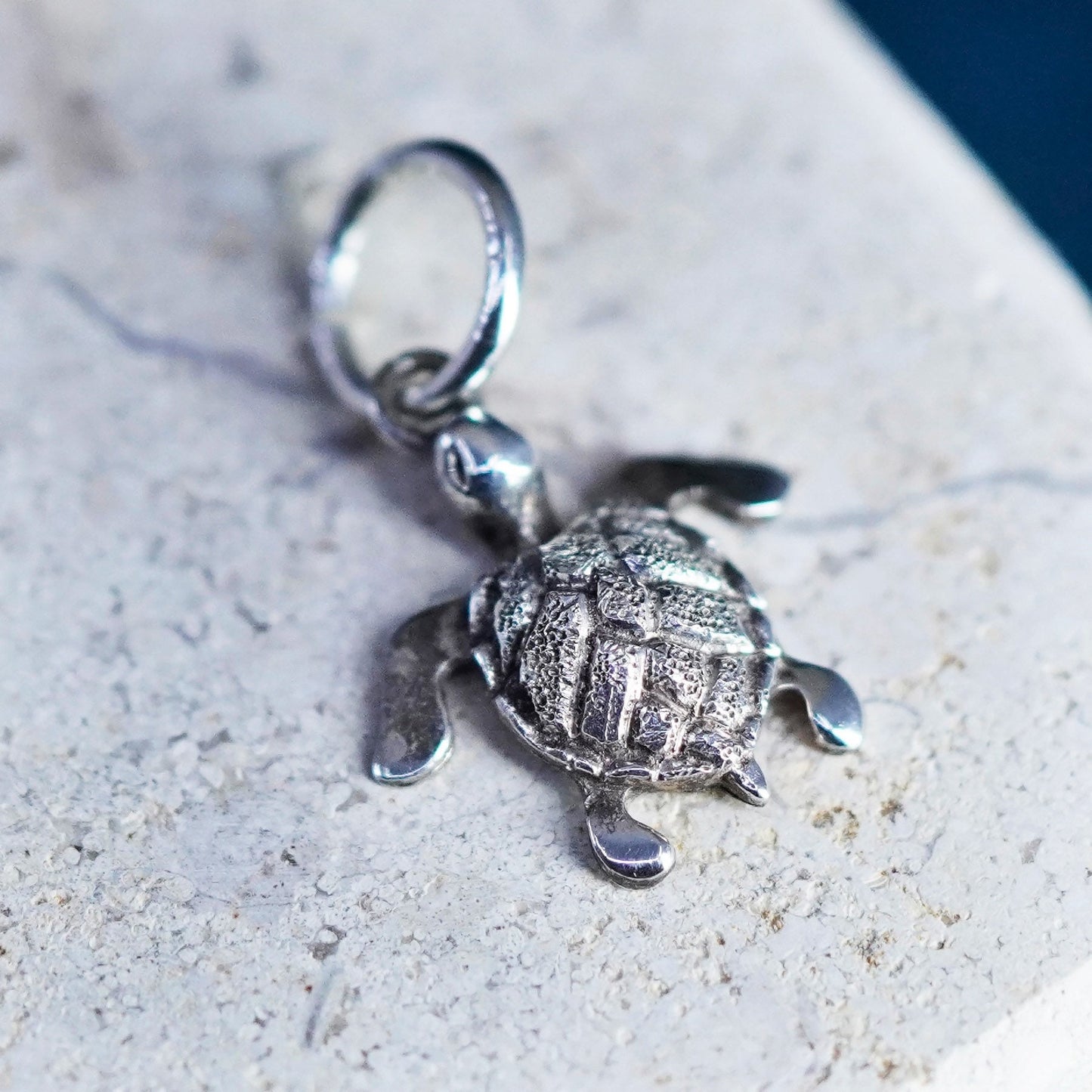 Vintage Sterling silver handmade pendant, 925 turtle charm