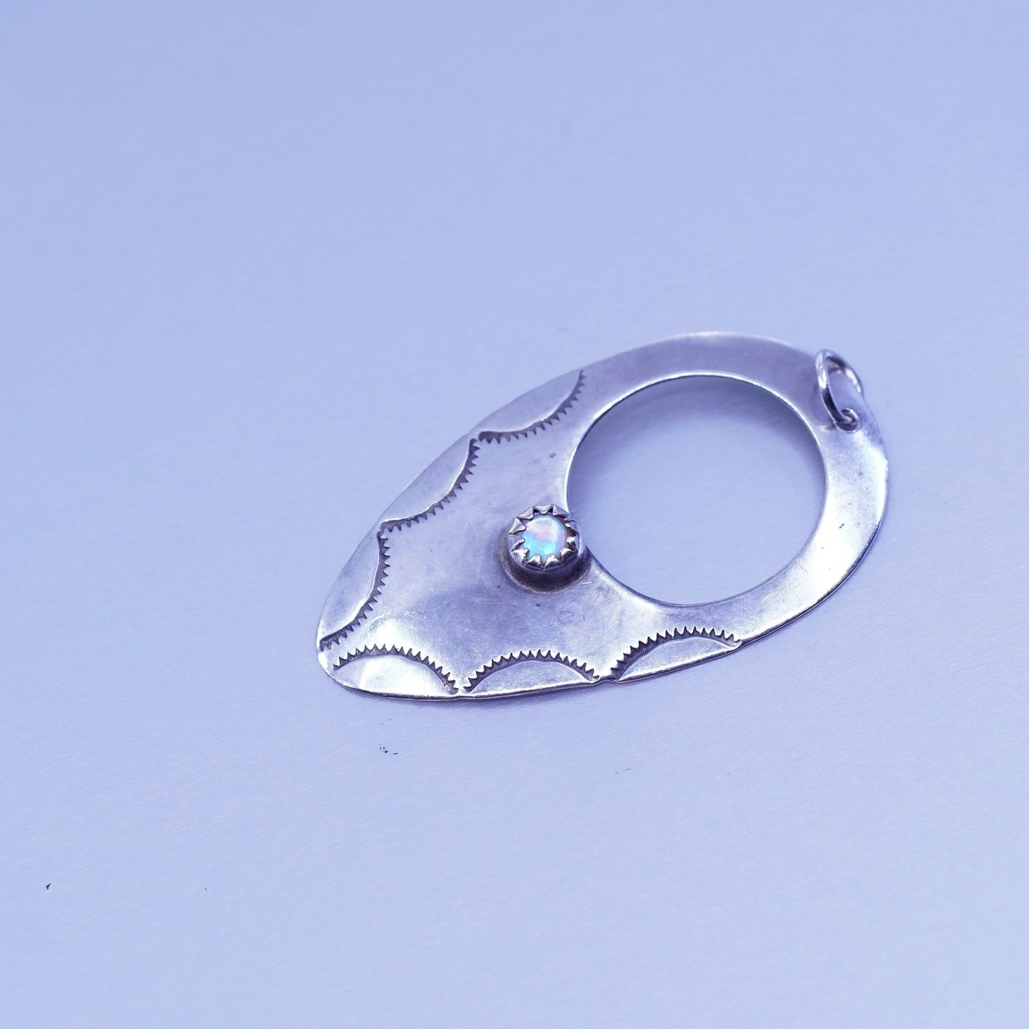 Native American navajo sterling 925 silver handmade pendant with moonstone