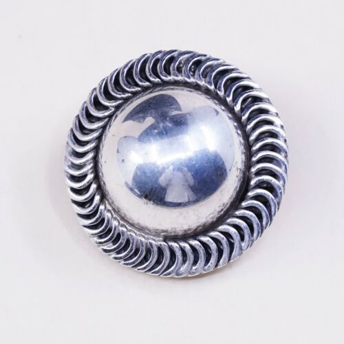 vintage Mexico Handmade Modern Sterling 925 Silver clip on, Round 925 earrings