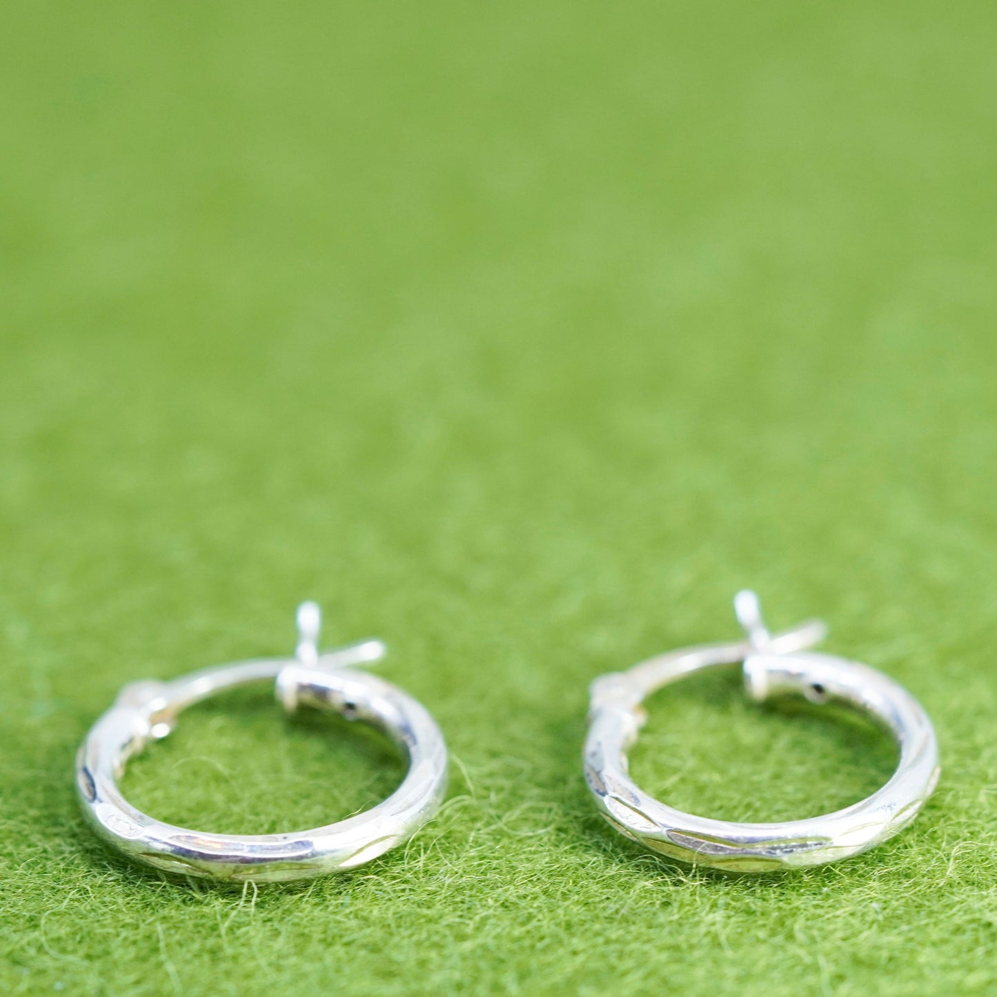 0.5”, sterling silver loop earrings, minimalist, textured 925 hoops, huggie