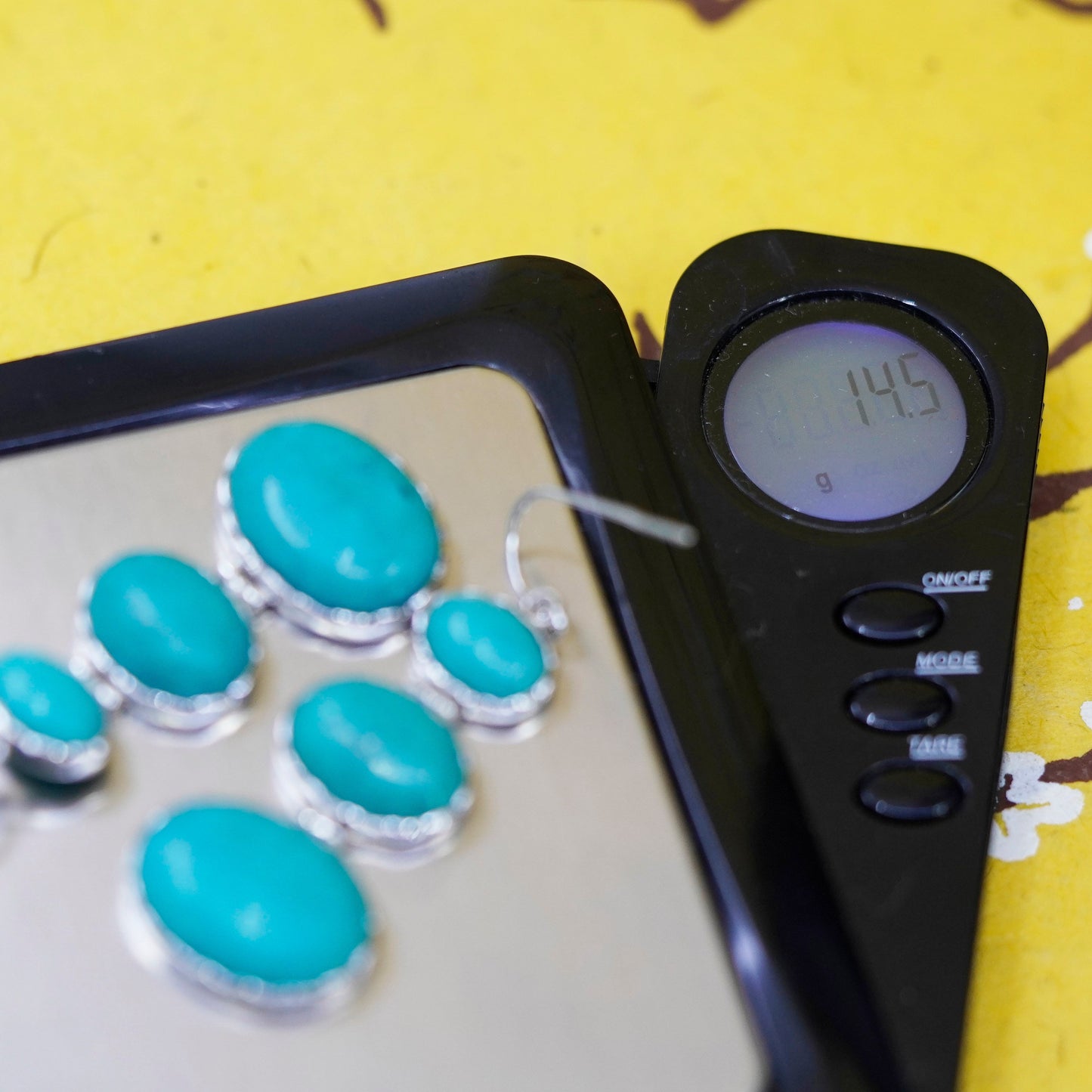 Vintage LUC Sterling 925 silver handmade oval earrings with turquoise