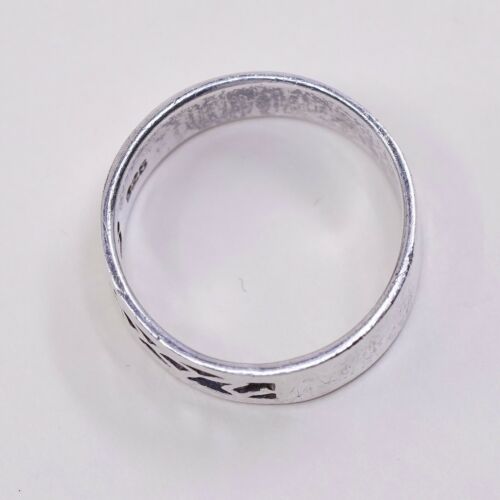 Sz 6.75, Vtg Sterling Silver Handmade Ring, 925 Silver Band W/ filigree