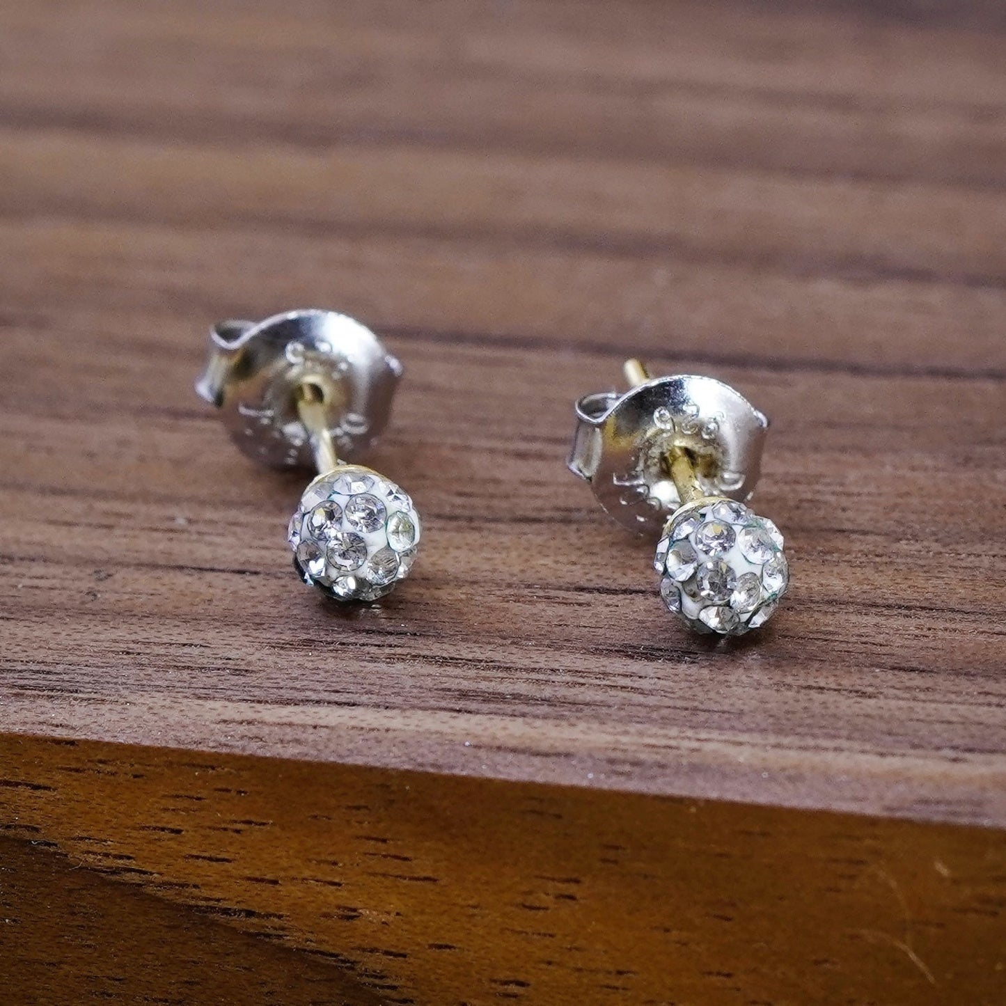 4mm, vintage Sterling 925 silver cluster round crystal studs, cz earrings
